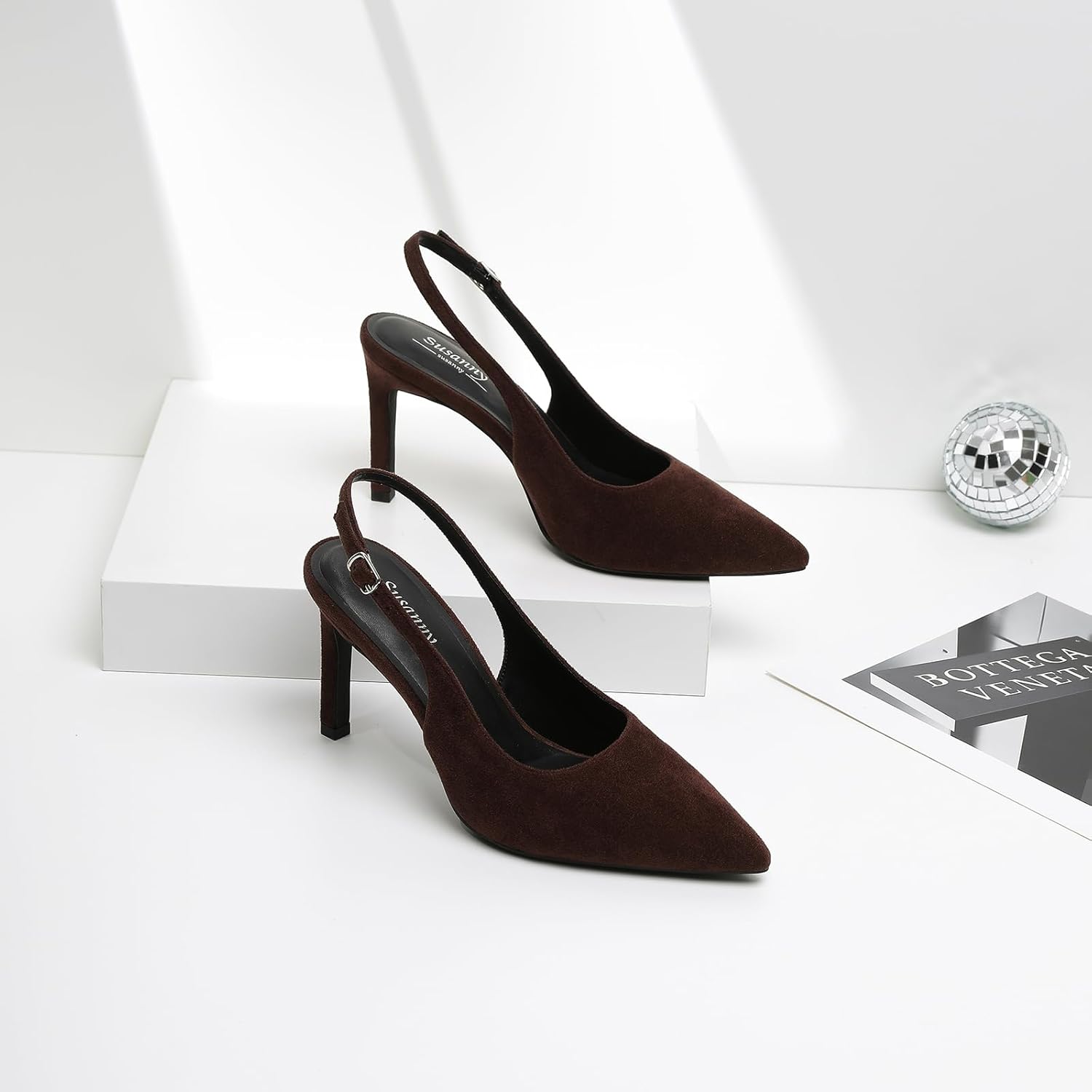 Susanny Slingback Heels for Women Pointed Closed Toe Stiletto Kitten Women's Sexy High Heeled Pumps Stray Casual Dressy Shoes Comfortable Wedding Brida Party Office - Image 8