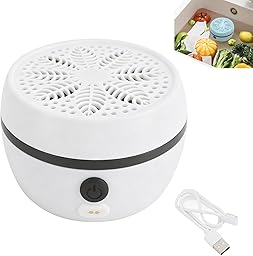Automatic Fruit Cleaner, Fruit & Vegetable Washers, Rechargeable Fruit Washing Machine, Waterproof Fruit and Veg Cleaner, Food Purifier Durable | Kitchen Tool, for Grains Meat Seafood (White)