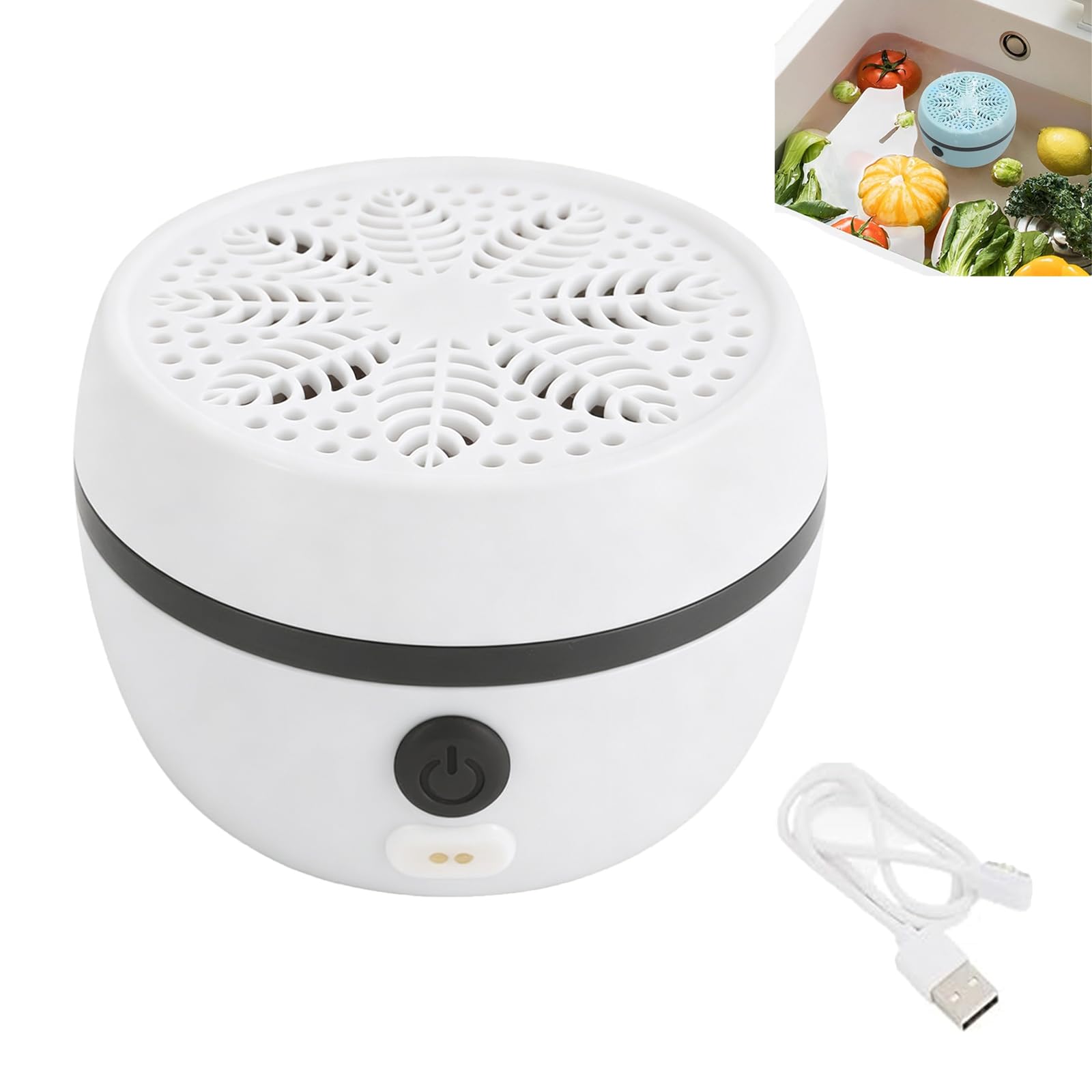 Automatic Fruit Cleaner, Fruit & Vegetable Washers, Rechargeable Fruit Washing Machine, Waterproof Fruit and Veg Cleaner, Food Purifier Durable | Kitchen Tool, for Grains Meat Seafood (White)