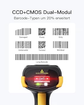 Inateck Bluetooth Barcode Scanner with Display and Charging Station 1D 2D