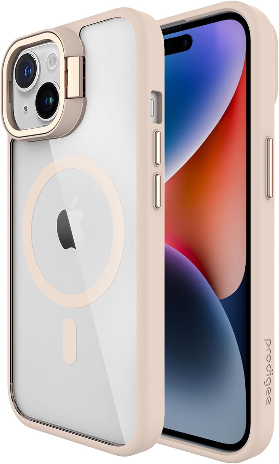 Prodigee iPhone 15 Pro Max Kickit Rose + Mag|Drop Tested Kickstand |Soft Matte Pink Dual Layer Cover| Wireless Charging Compatible|Shockproof |Scratch Resistant | 6.7 inch |