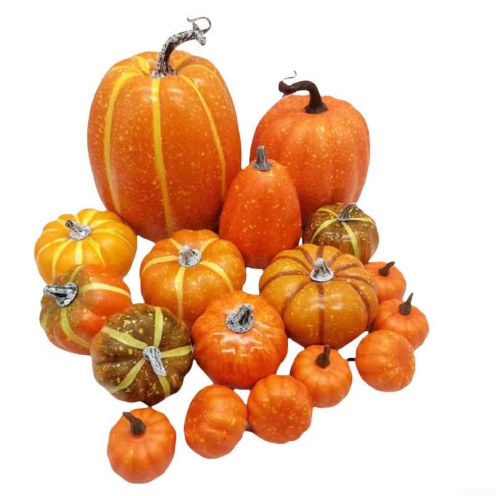 Set di 16 zucche finte per eventi autunnali e decorazioni natalizie, tra cui Halloween e Ringraziamento