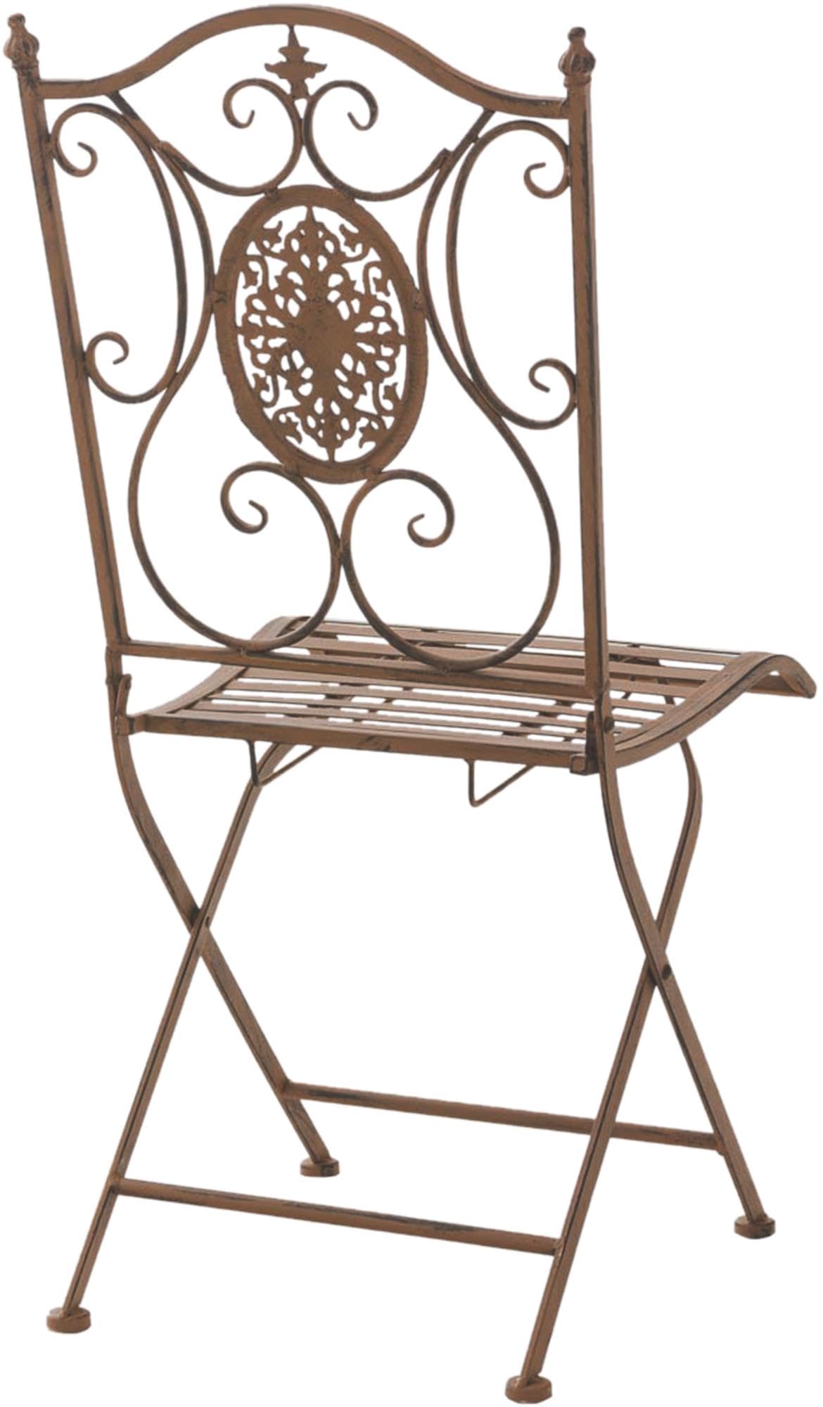 CLP Set De 2 Sillas para Jardín Sibell Plegables I Sillas Metálicas De Terraza Decorativas En Estilo Rústico, Color:Antiguo marrón