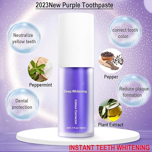 Miniatura 3 de Pasta de dientes morada, blanqueamiento de dientes y utilizando la rueda de color púrpura es directamente opuesta al amarillo en la rueda de color