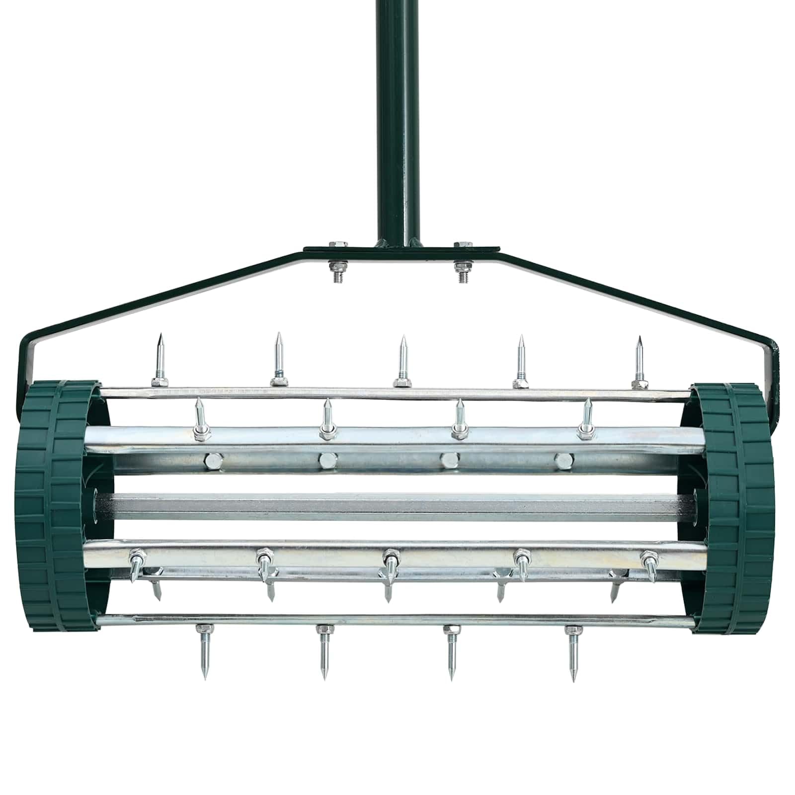 Mangloder - Rodillo de aire para césped con garras de ventilación de acero, 127,5 x 44 cm, manual para arrastrar y cuidar el jardín, mejora la ventilación del suelo y el contacto con las raíces en