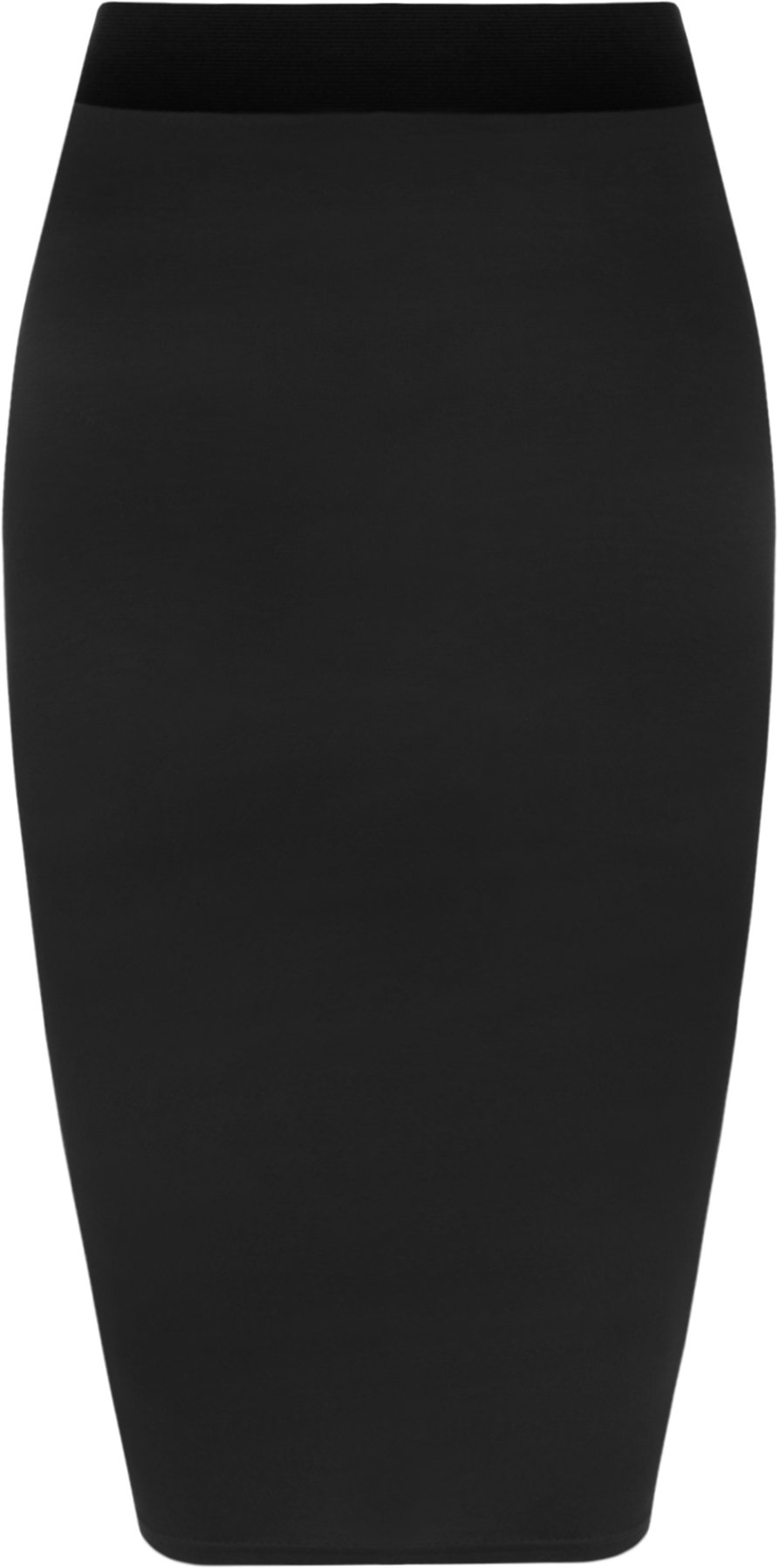 Wearall Women's Black Plus Size Elasticated Plain Jersey Knee Length Skirt - 24-26