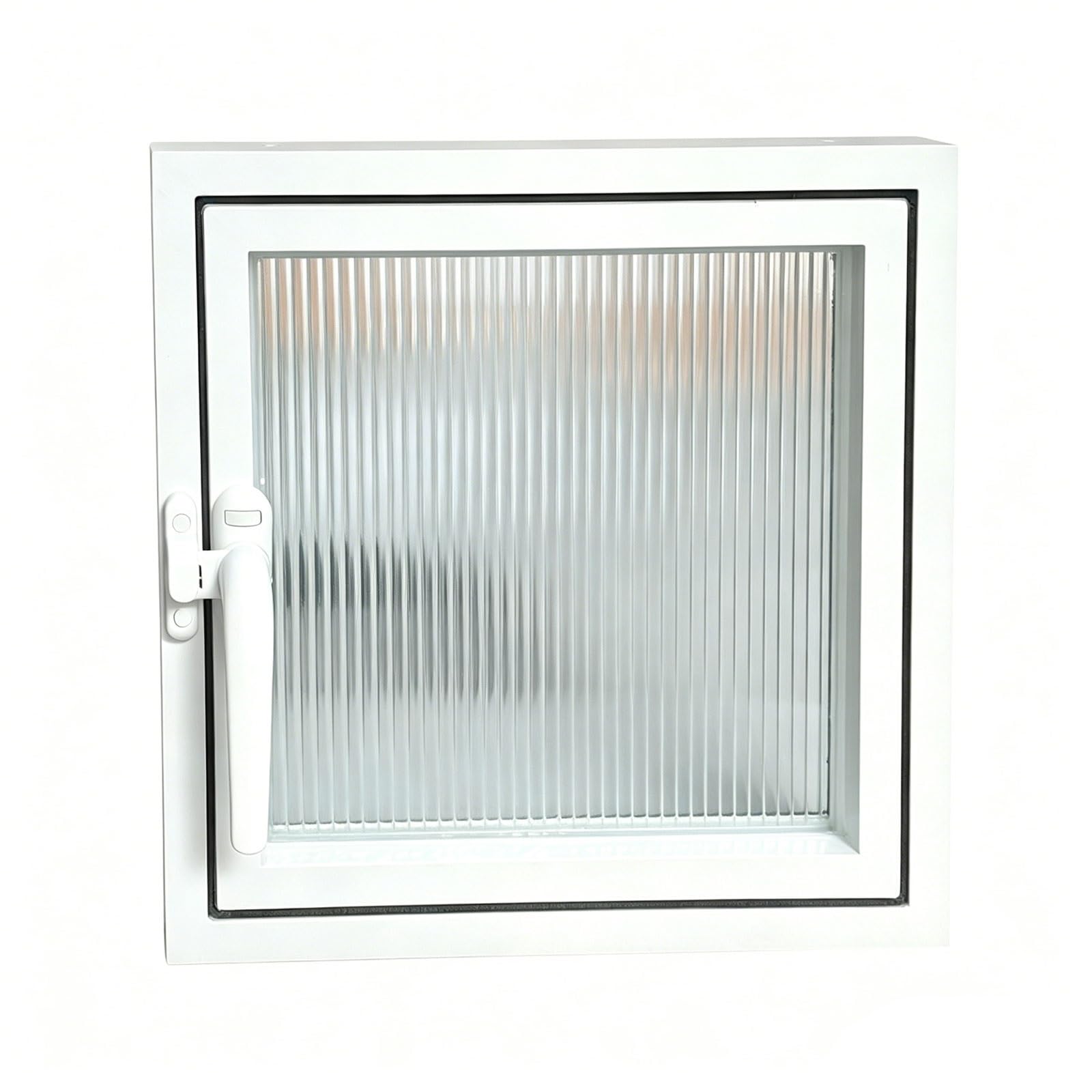 360° Rotating Window Metal Shed Glass Windows for Basement Bathroom, with Handles Flush Mount Transom(White,30cm/12in)
