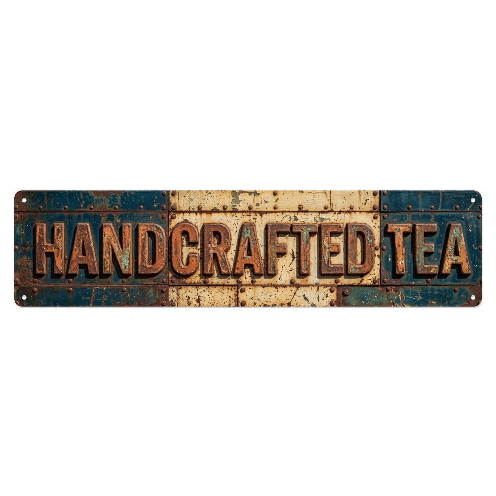 Handcrafted Tea Vintage Bistro Metal Tin Skinny Sign Plaque Wall Decor for Cafe, Club Bar, Office, Home Garden Metal Poster 4x16Inch