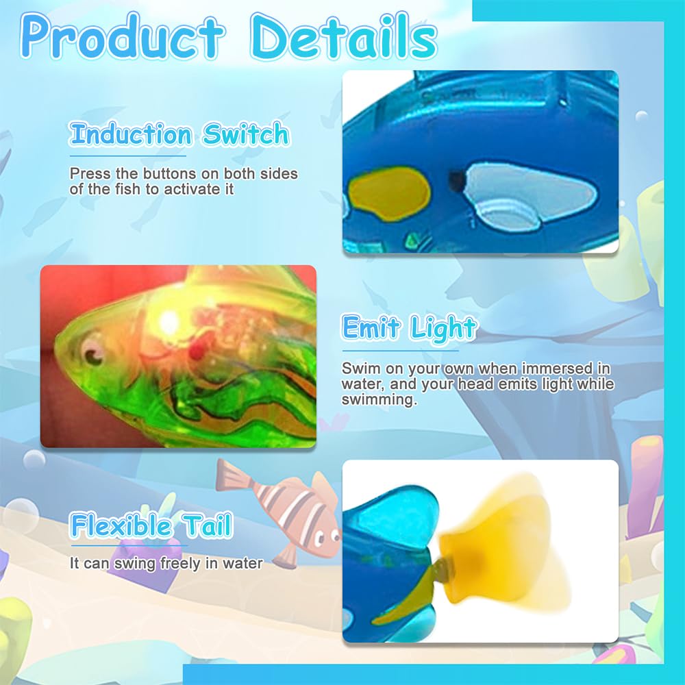 Mineup 4 Piezas Robo Fish, Robofish con luz Sensora, Peces de Juguete Electrónica, Pez Nadador robótico, Robofish Acuario para Mascotas — view 4