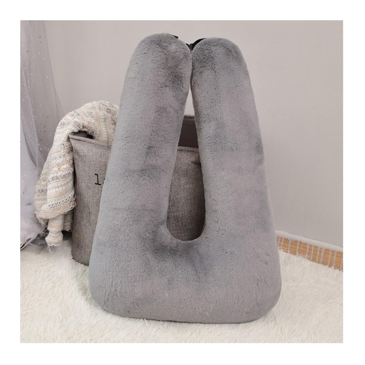 Almohada de avión para el Cuello, Almohadas de Viaje de Felpa para el Asiento Trasero del automóvil, Almohada de Cuello de Viaje en Forma de U, cojín para avión Cojin Cuello(Grey)