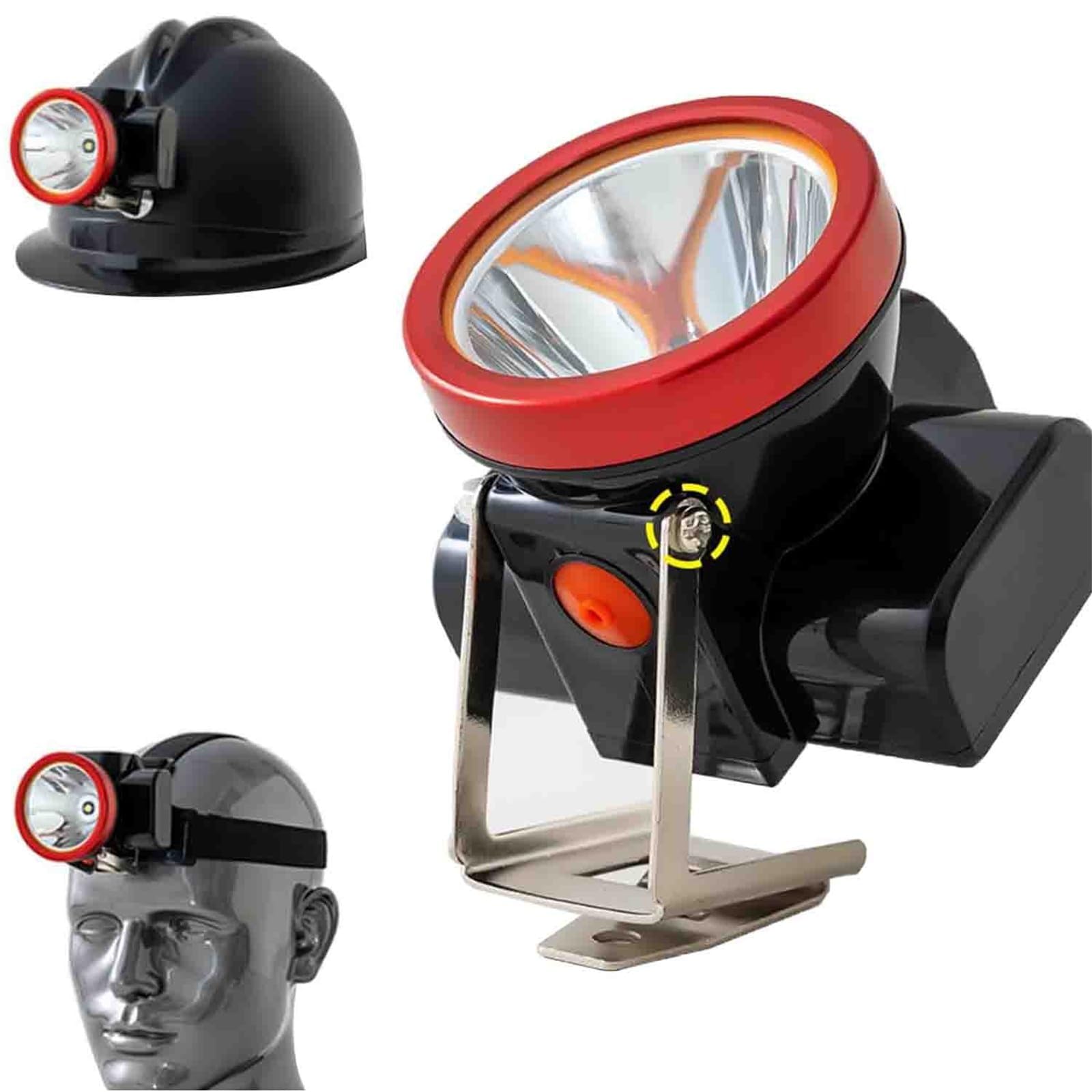 Bezpieczna lampa górnicza, reflektor z twardym kapeluszem, reflektor górnika węgla, podświetlenie 15 godzin pracy baterii, wodoodporność IP67, do pracy pod ziemią, na kemping, wędrówki
