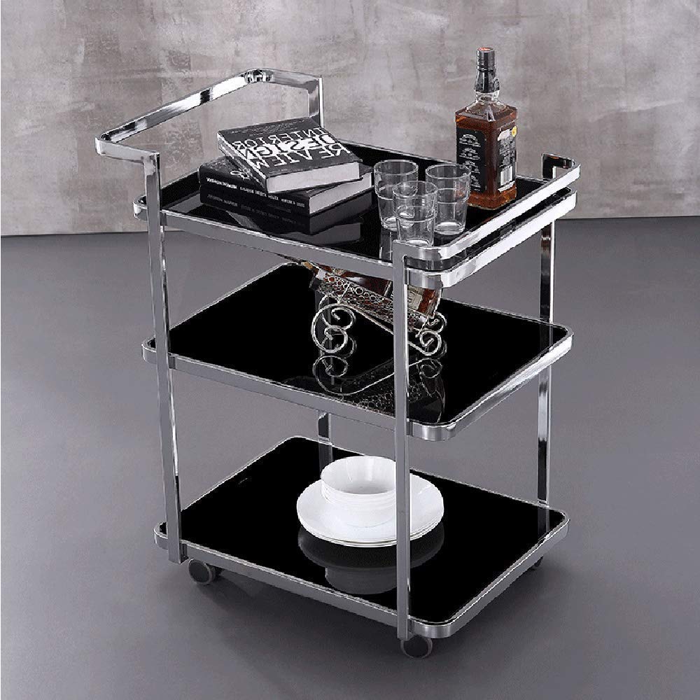 Estante de almacenamiento de vino de hierro forjado de 3 niveles y carrito de servicio, carrito multifuncional para el hogar y el restaurante para agua de vino y bebidas, elegante solución de