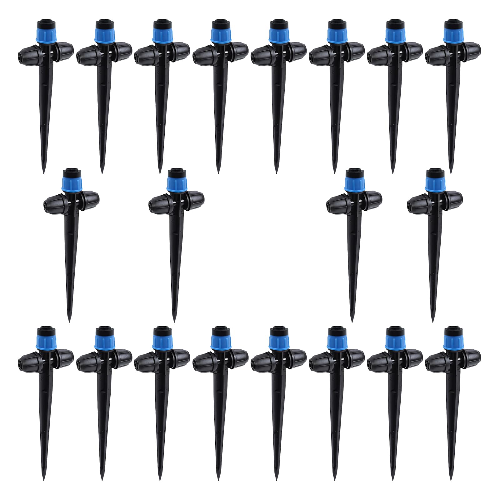20Pcs Automatic Garden Water Sprinkler Spikes Base Adjustable Sprinkler Nozzle 360 Degree Large Area Coverage Adjustable for Gardening
