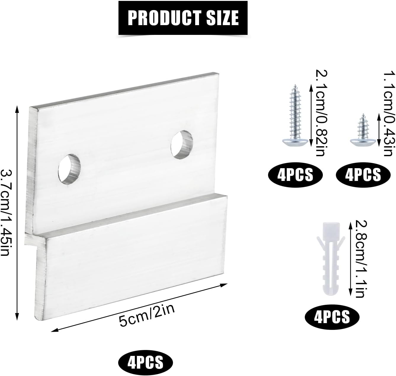 2 Pairs 2 Inch French Cleat Hanger Kit, Heavy Duty Picture Hanging Hardware Metal Z-Clips Strong Support Mirror Brackets for Painting Panel Artwork Shelf Home Accessories