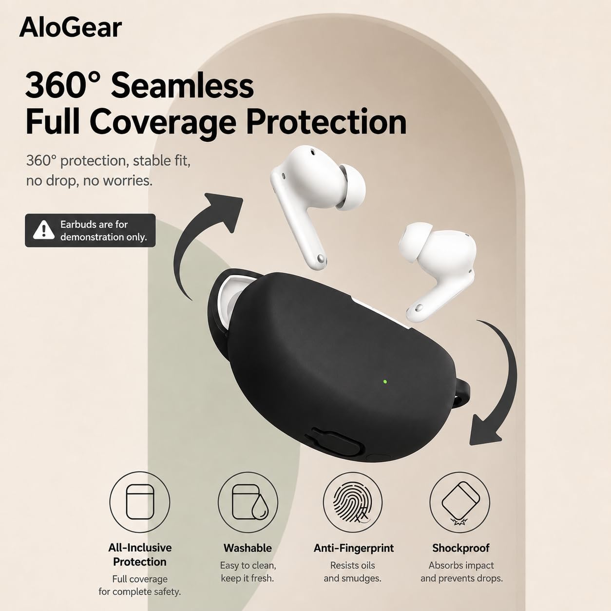 Silicone Case for Oppo Enco Air 5 TWS Earbuds, Shockproof Cover with Heavy Duty Carabiner, LED Visible (Navy Blue) — Amazon image 3