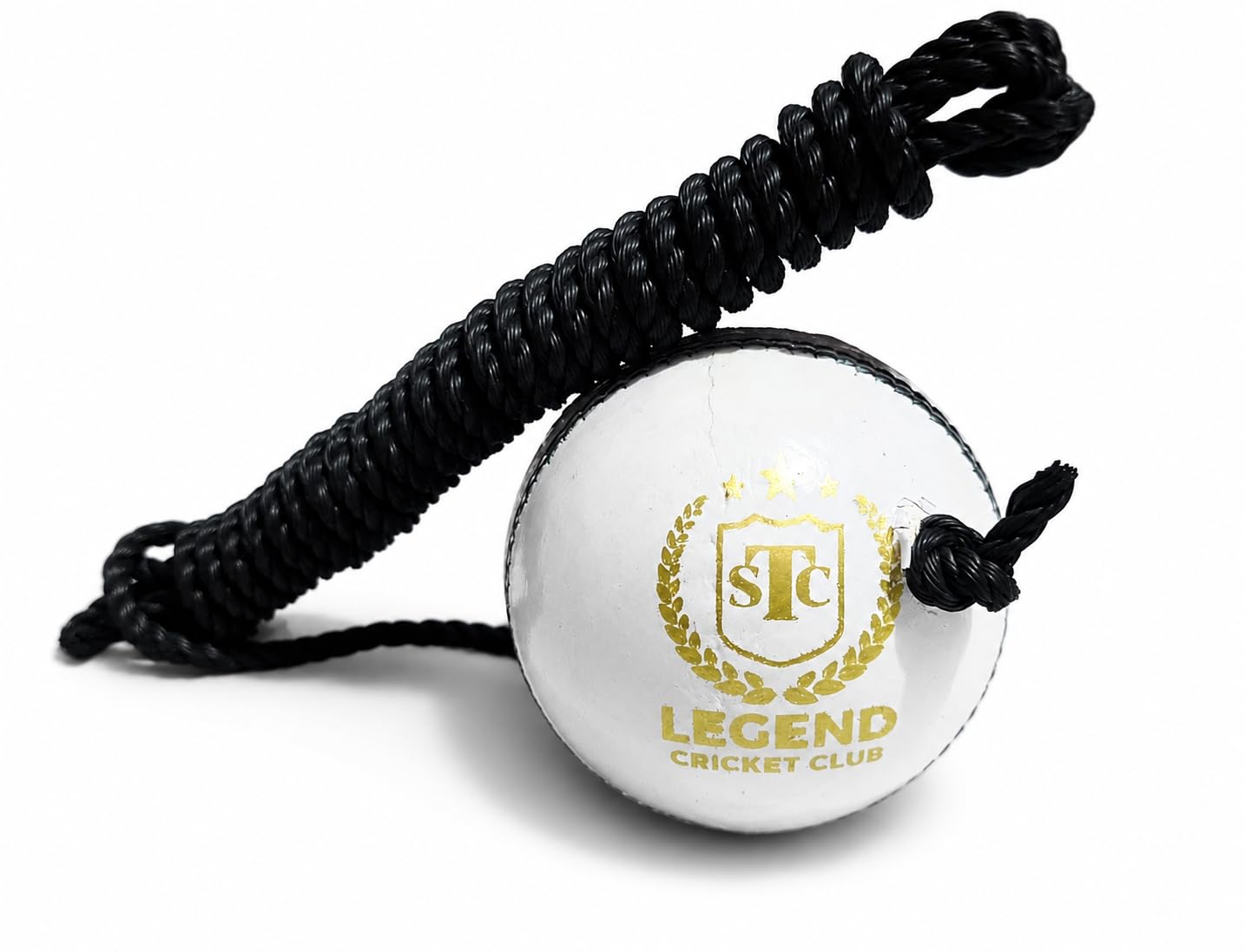 STC SPORTS Leather Cricket Shot Practice Hanging Ball, String Cricket Ball and Knocking Cricket Ball with Rope, White, Pack of 1-image-33