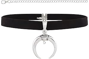 STACKABLE CREATIONS: Statement Choker Necklace with Silver Crescent Moon Pendant