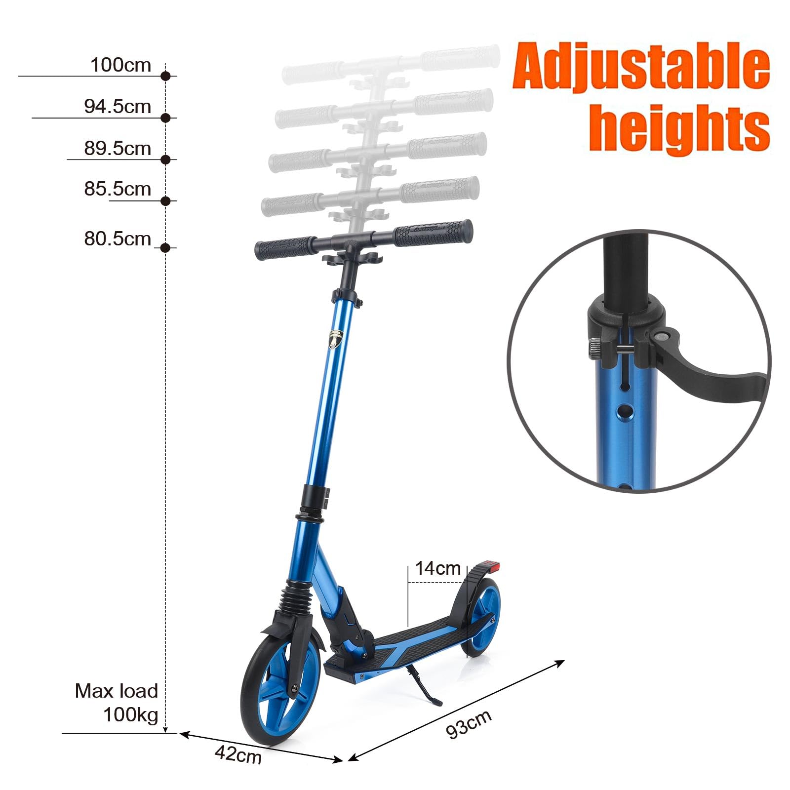 Lamborghini Roller Kinder 8+ Jahre Premium Cityroller Tretroller | 200mm Großräder, Klappbar, Höhenverstellbar, mit Ständer & Federung, Aluminium-Scooter
