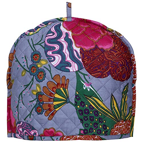 Image of Paisley Print Decorative Tea Cosy Vintage Rose Pink Creative Printed Cotton Tea Cozy Indian Ethnic Tea Cozies Floral Hand Block Printed Kettle Cover (Grey), EKVTEA2326, 38 X 30 CMs