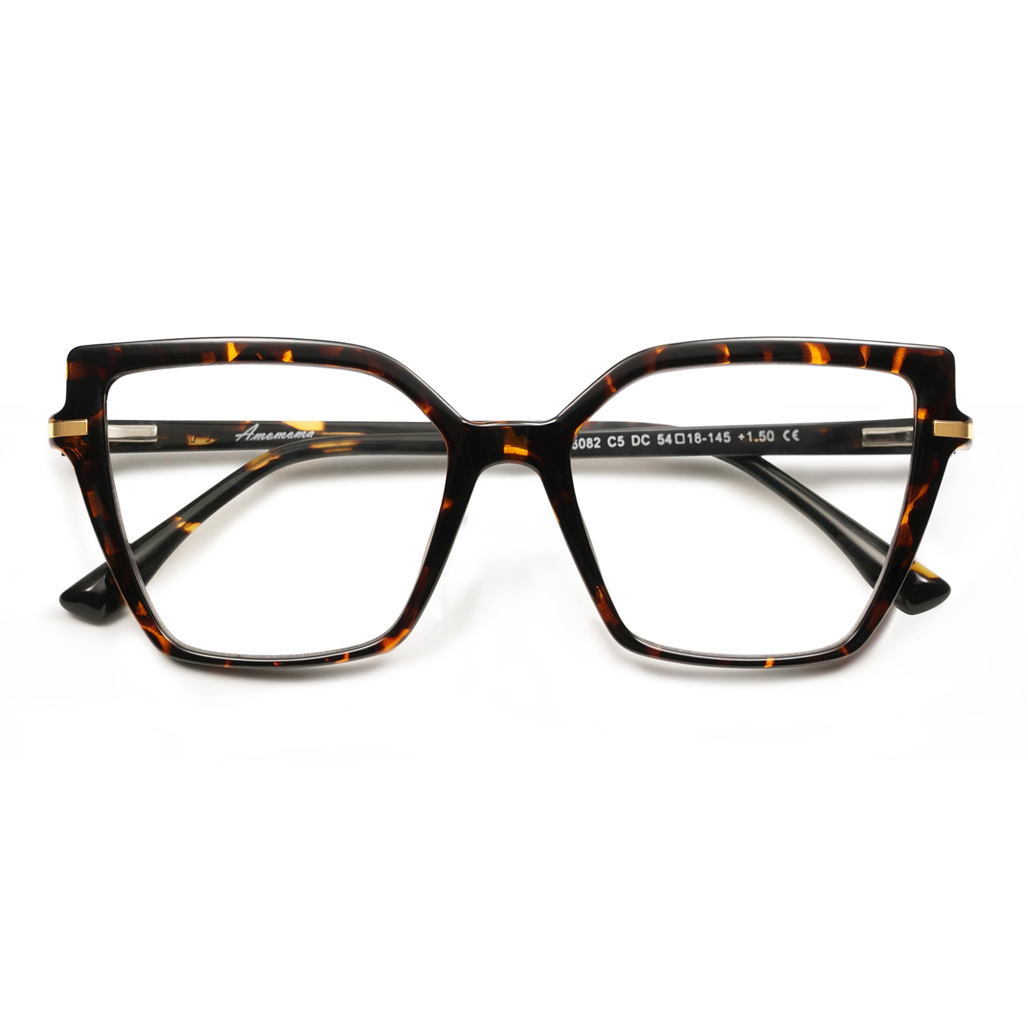 AMOMOMA Trendy Square Blue Light Blocking Reading Glasses for Women Women's Readers Spring Hinge AM6082