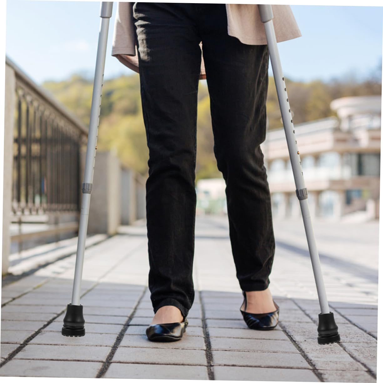 HAPINARY 4pcs Crutch Pads Trekking Poles Anti-Skid Tip Cane Replacement Tips Non-Slip Crutch Pad Walking Pole Tip Replacement Hiking Stick Accessories Walking Stick Cane Tip PVC Black