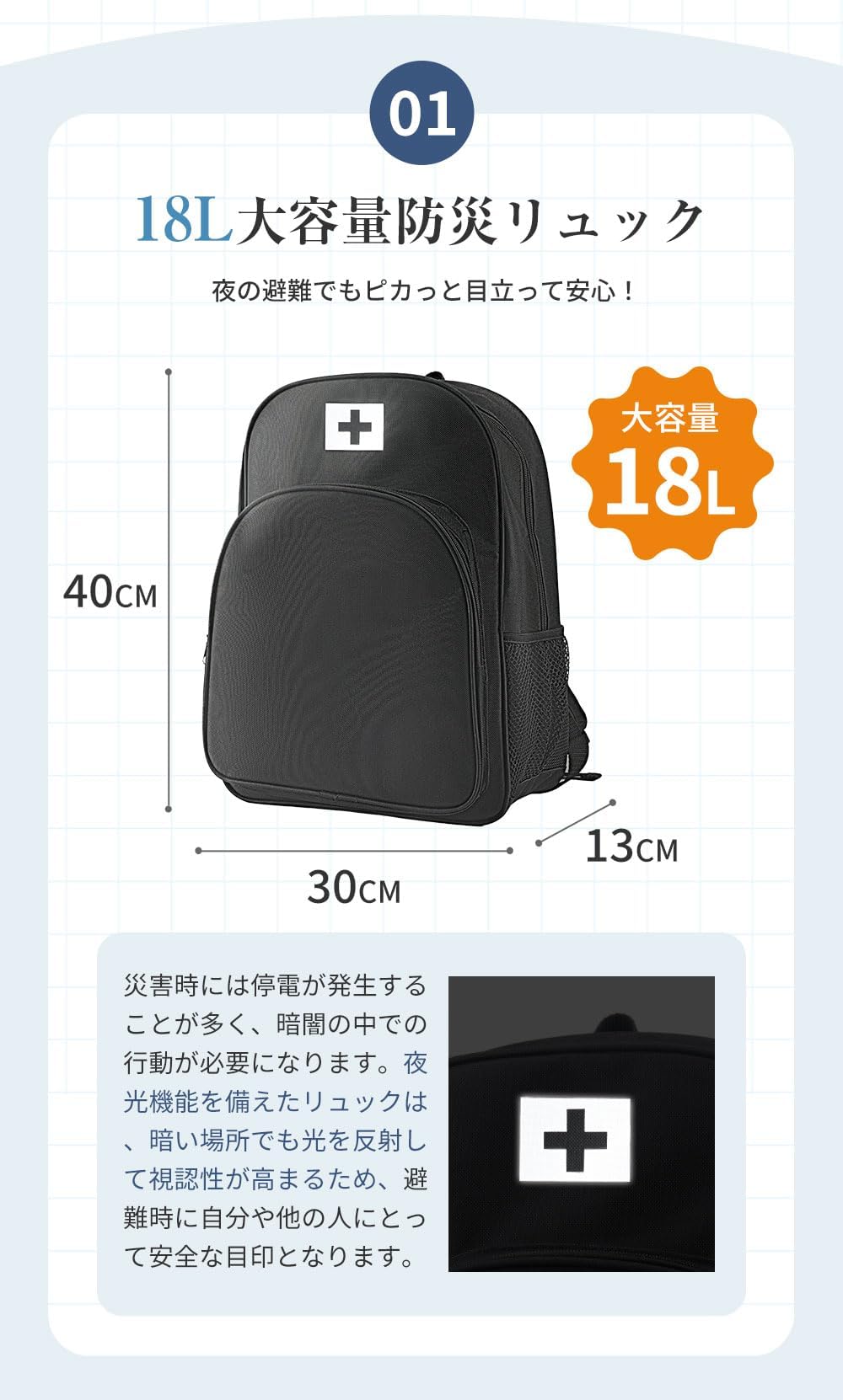 Amazon.co.jp: 防災リュック 【防災士推奨・32点セットグッズ】 1人用