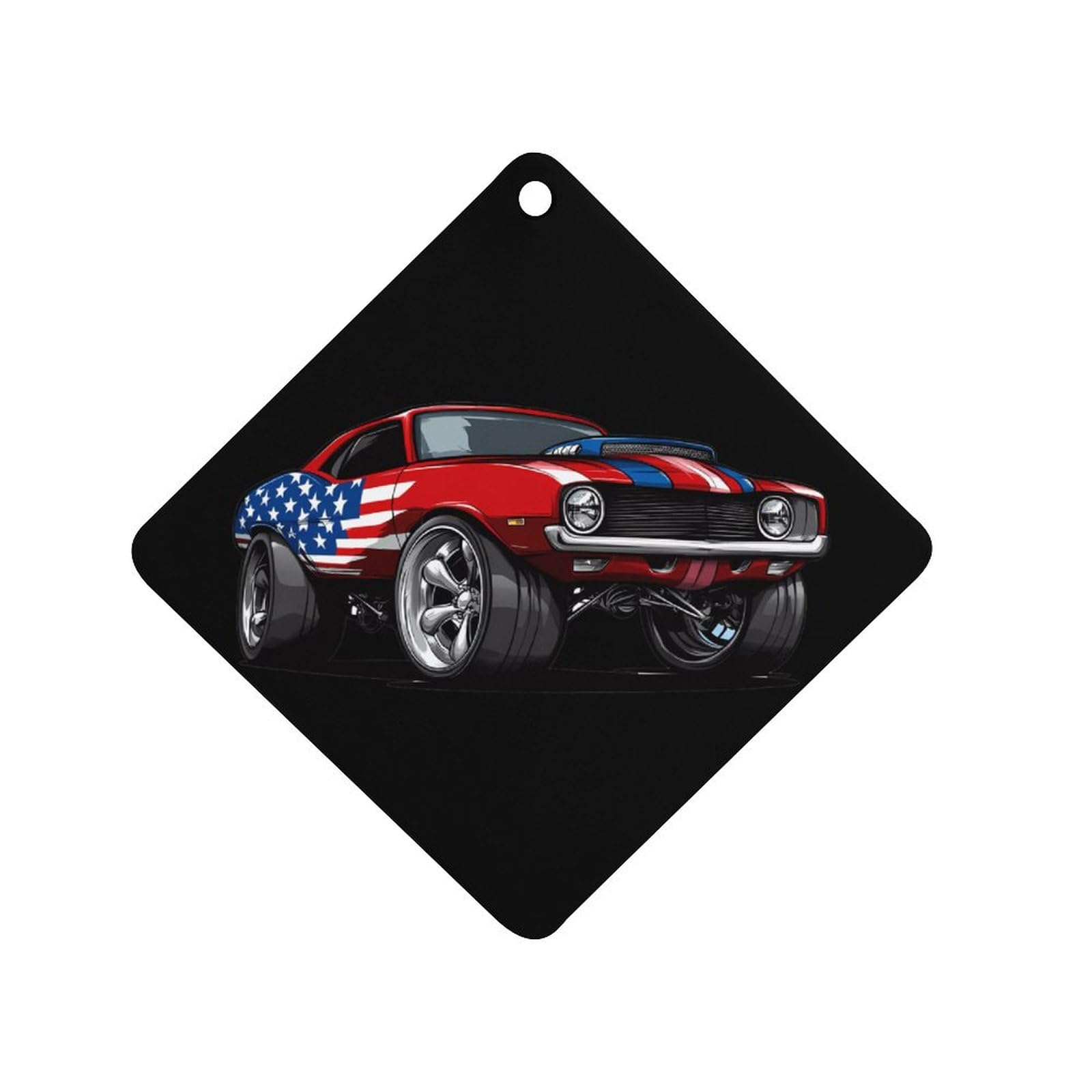 Muscle Car with Am-erican Flag Car Air Freshener Hanging Aromatherapy Tablets for Car Accessories Rhombus