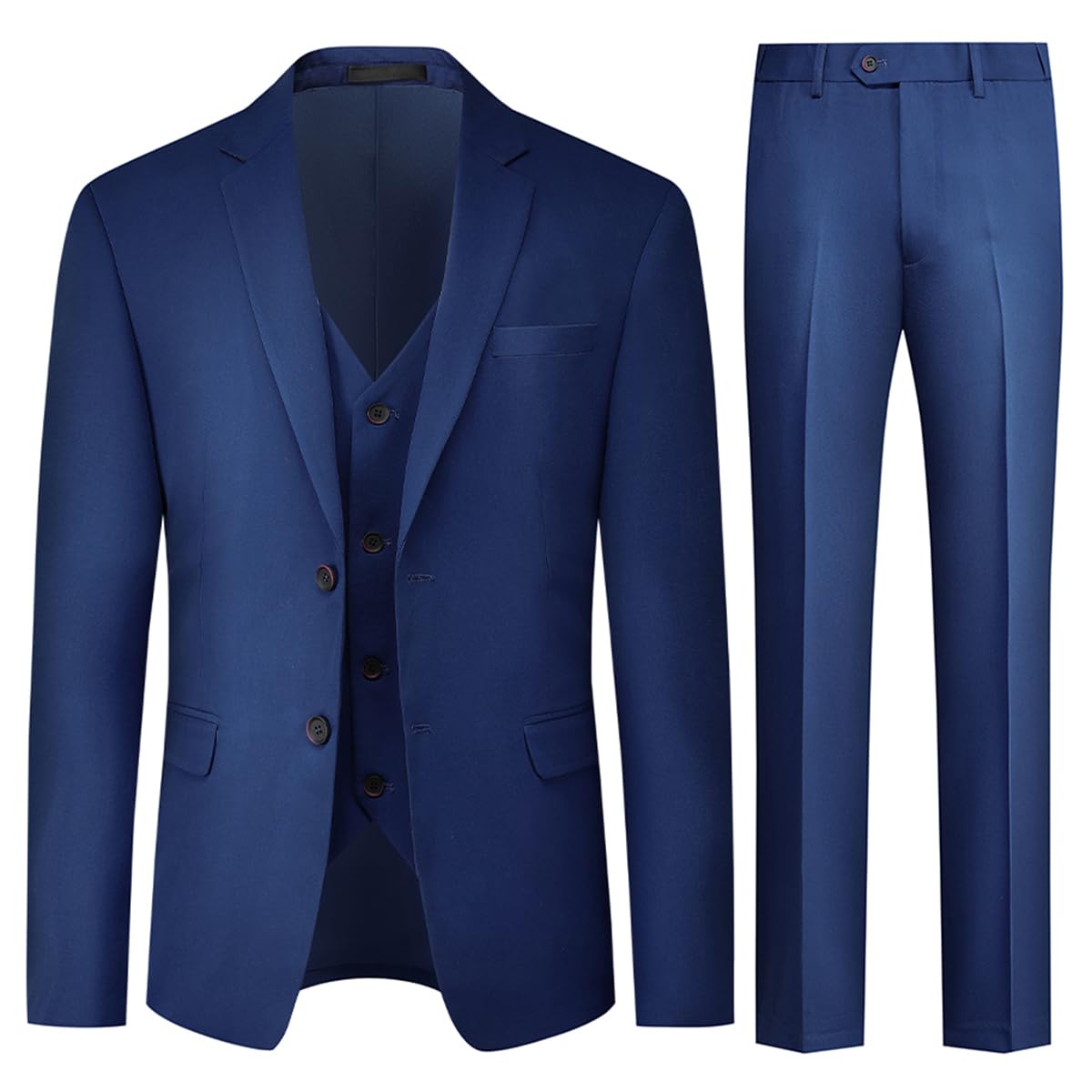 Allthemen Abito da Uomo Elastico 3 Pezzi Completo da Uomo Tinta Unita con Due Bottoni Slim Fit Formale Blazer Pantaloni Gilet