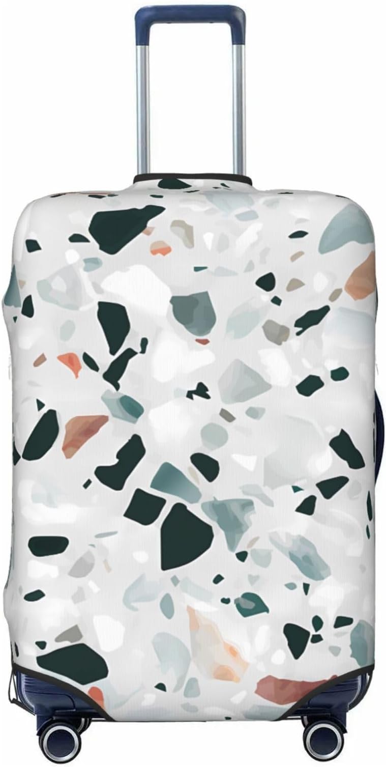 Modern Abstract Terrazzo Pattern License Plate Luggage Cover, Premium Washable Suitcase Protector With Secure Zipper & Buckle Closure, Fits 18-32 Inch Travel Luggagex-Large