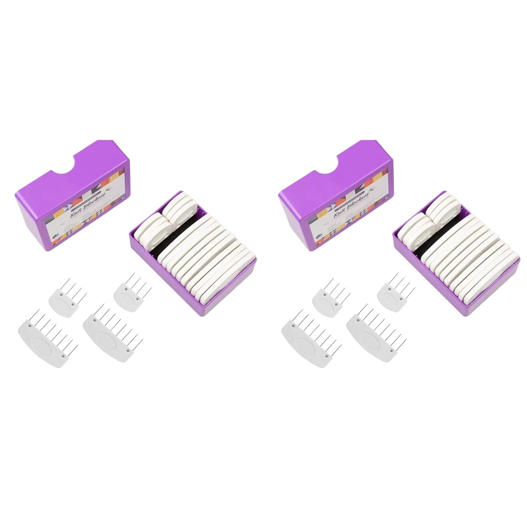 Vjsujehgy 40Pcs Knit Blockers Set Stainless Steel Knitting Blocking Combs and Pin with 2 Sizes for DIY Knit Crocheting Supplies