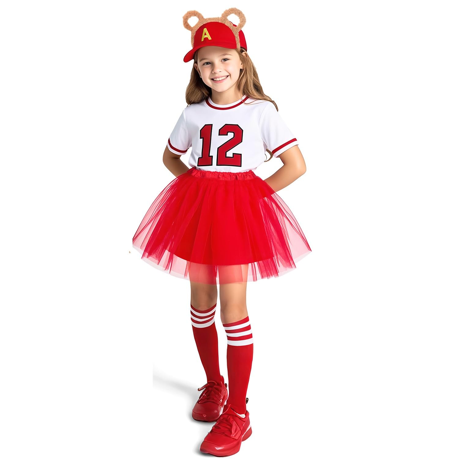 iZoeL Chipmunk Costume Girls World Book Day Costumes Kids, Chipmunks Headband Alvin Costume Theodore Costume Simon Costume Skirt Glasses Hat Chipmunks Accessory WBD Fancy Dress - Image 4