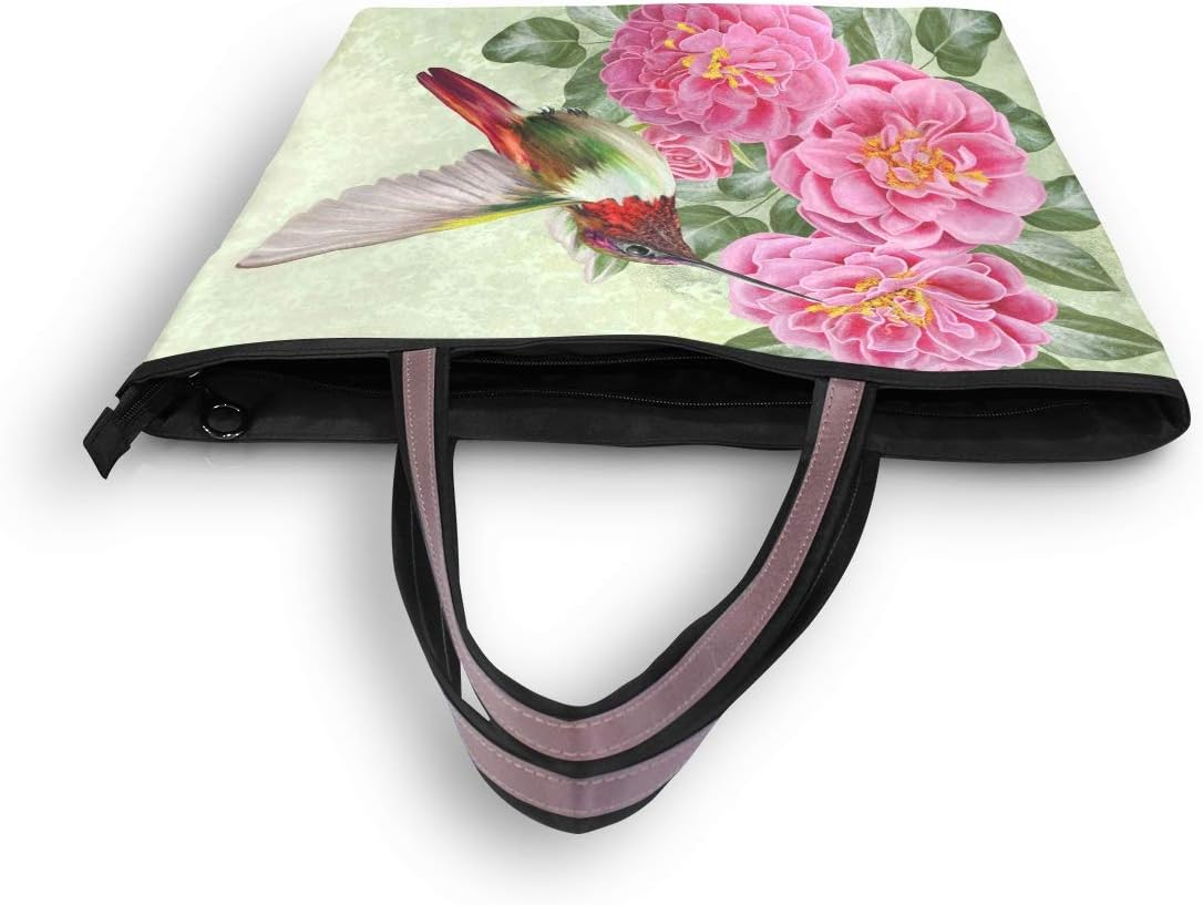 senya Red Roses And Hummingbirds Shoulder Bags Large Handle Ladies Handbag - Image 4