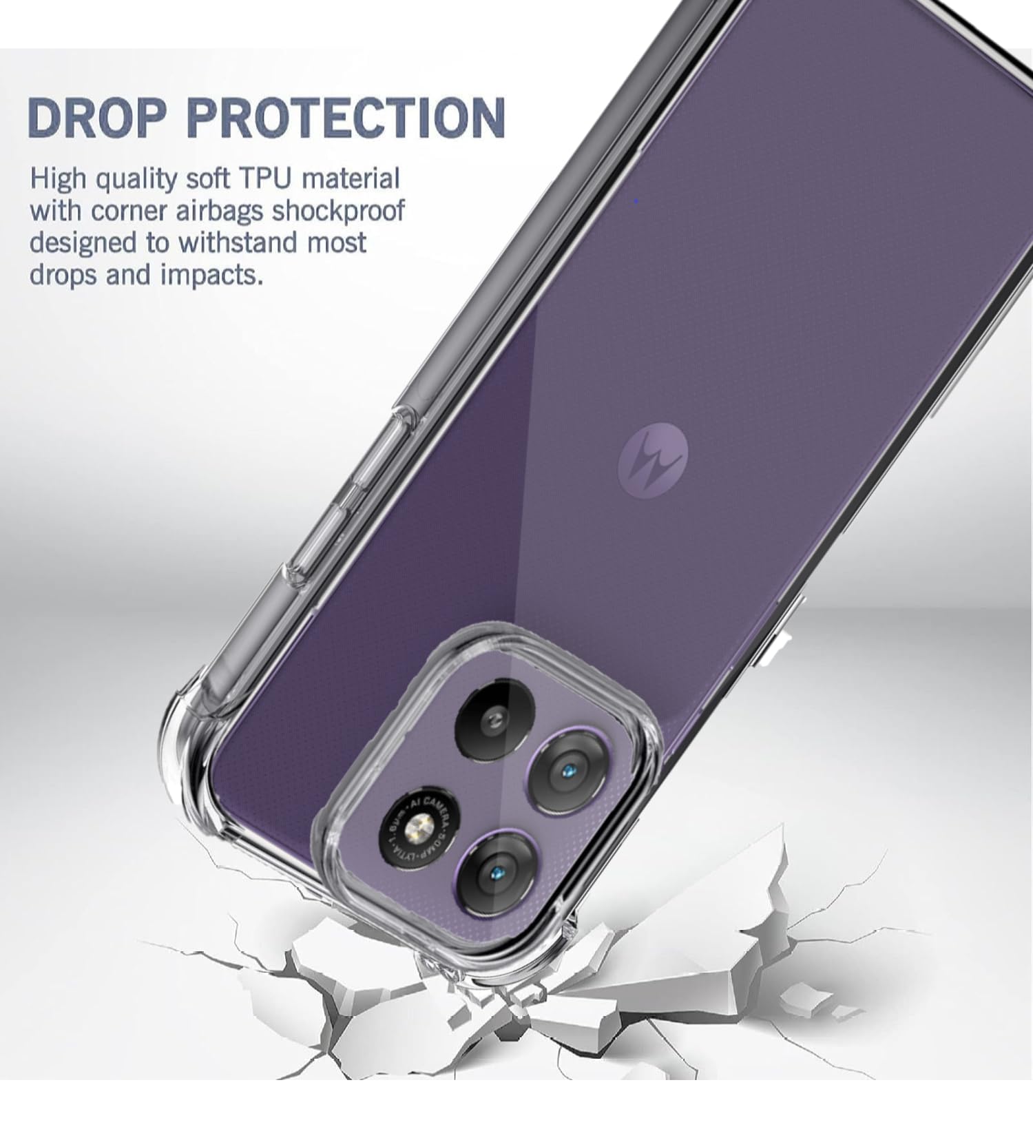 Lustre Back Cover Transparent Case Compatible with Motorola Moto G57 Power /G67 Power | Slim Soft TPU Case, Anti-Scratch Cover with Four-Corner Protection Raised Camera Guard — Amazon image 3