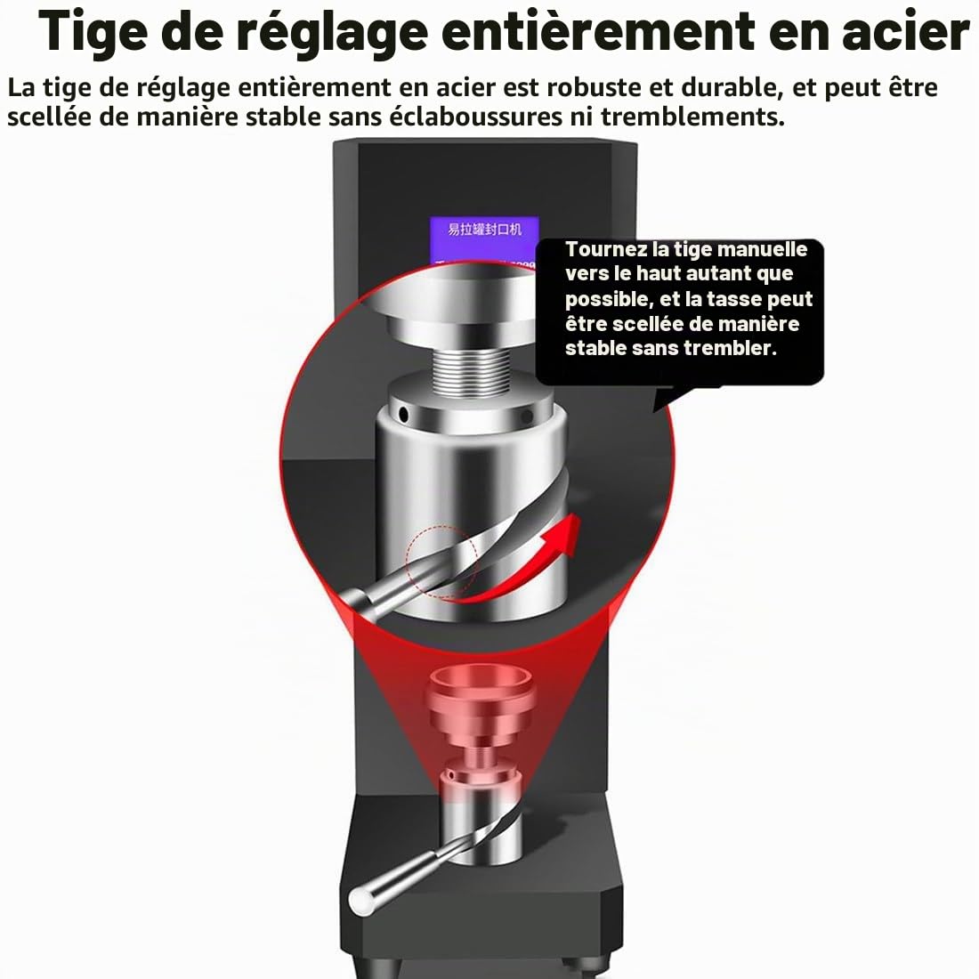 Machine à Sceller Les Canettes Automatique,Panneau Intelligent Et Comptage,Calibre 55 Mm,Scelleuse De Canettes à Hauteur Réglable pour Canettes Pet,Lait,Thé,Café,Boissons Gazeuses Black