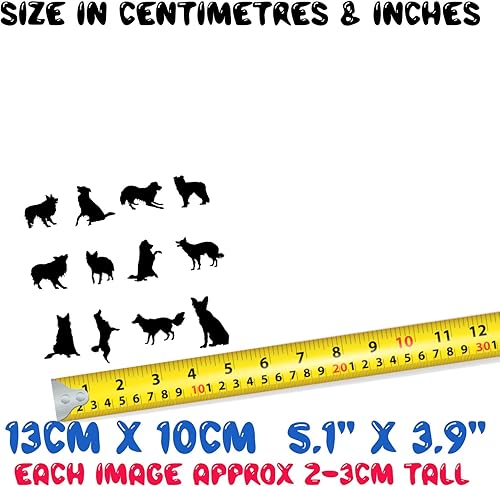 Miniatura 2 de Pet Dog Border Collie Silhouette - Paquete de 12 bonitas calcomanías para álbumes de recortes, calcomanías para parachoques de automóvil, calcomanía