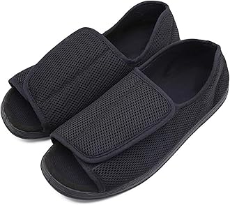 Men's Diabetic Shoes Swollen Feet Slippers Adjustable Strap Comfortable Orthopedic Wide Footwear Open Toe Sandals Easy On Off for Diabetic & Edema Elderly