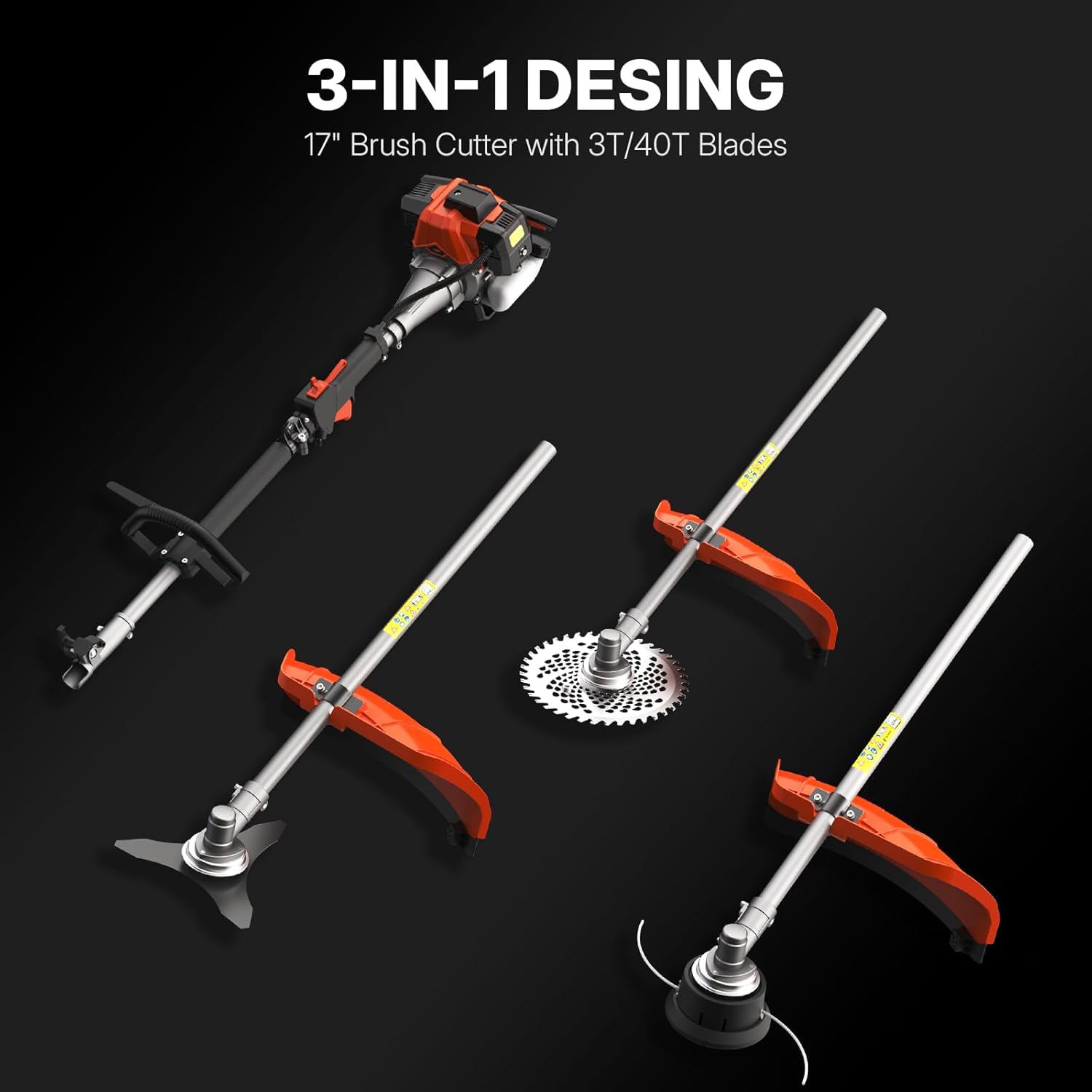 WORKIT 25.4CC Gas String Trimmer 3 in 1 Weed Wacker Commercial Grade 2-Cycle Gas Weed Eater with 17" String Trimmer, Edger & Heavy Duty Brush Cutter - Includes 40T/3T Blades & Shoulder Strap