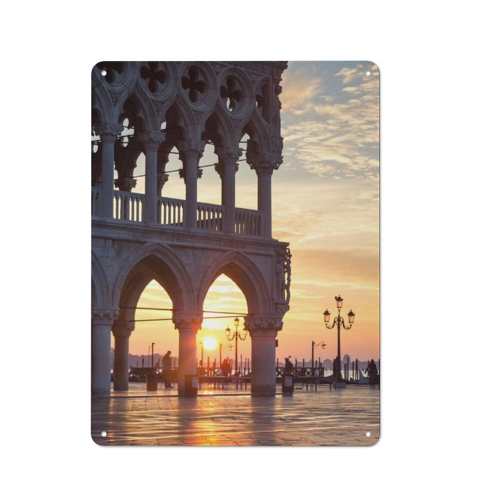 Junmoney Sunrise In Venice Italy Retro Tin Sign 40X30cm For Garden Room Or Summerhouse, A Housewarming Gift For Garden Room Decor Fans