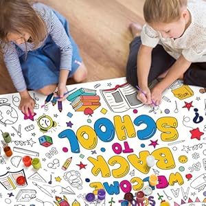 OHOME Back to School Giant Coloring Poster/Tablecloth - Back to School Decorations - 30 x 72 Inches Kindergarten School Supplies for Kids - Back to School Gifts for Kids - Banner Classroom Must Haves OHOME Back to School Giant Coloring PosterTablecloth Back to School Decorations 30 x 72 Inches Kindergarten School Supplies for Kids Back to School Gifts for Kids Banner Classroom Must Haves