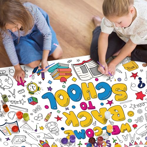 OHOME-Back-to-School-Giant-Coloring-PosterTablecloth-Back-to-School-Decorations-30-x-72-Inches-Kindergarten-School-Supplies-for-Kids-Back-to-School-Gifts-for-Kids-Banner-Classroom-Must-Haves OHOME Back to School Giant Coloring PosterTablecloth Back to School Decorations 30 x 72 Inches Kindergarten School Supplies for Kids Back to School Gifts for Kids Banner Classroom Must Haves