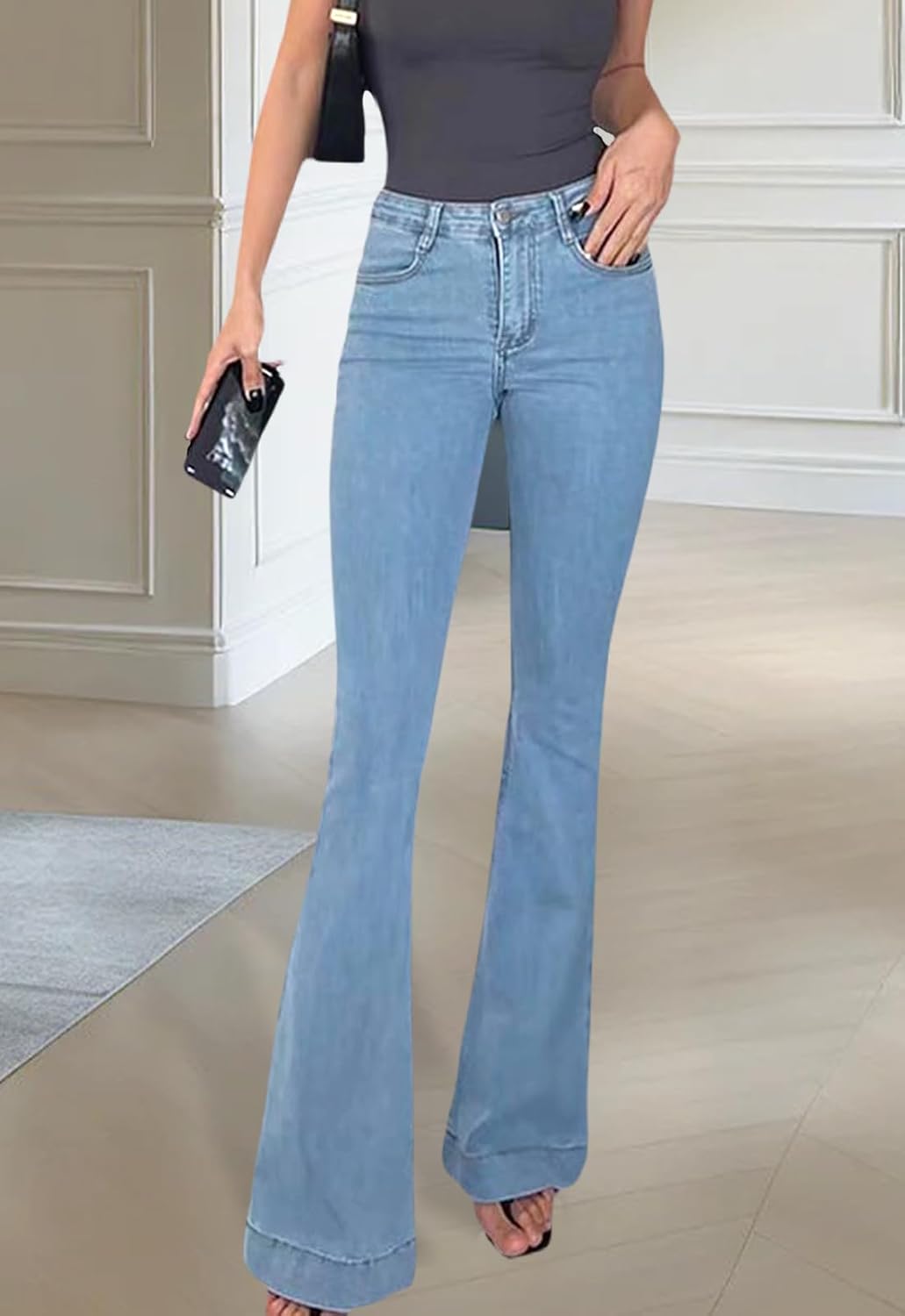 CutieLove Women's Bell Bottom Jeans High Waisted Stretchy Flared Denim Pants - Image 2