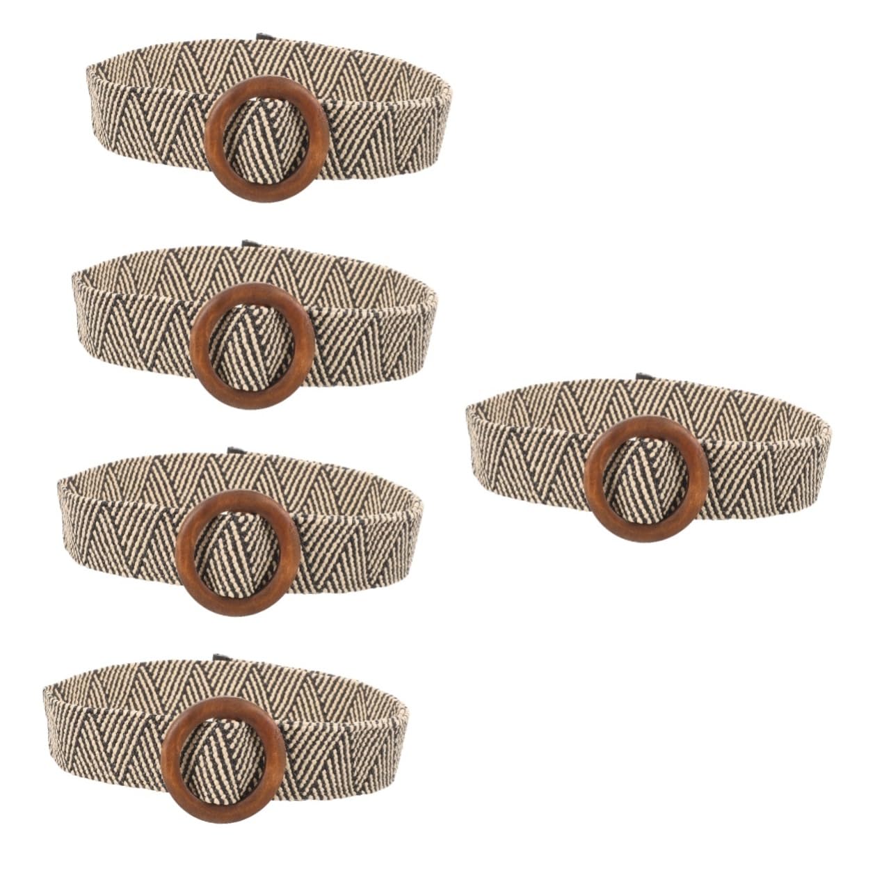 VALICLUD Cinturón Ajustable Dorado Para Ropa 5 Unidades Para Jeans Para Mujer Negro Trenzado Marrón Elástico Tejido Accesorios Para Niña Hebilla De Madera