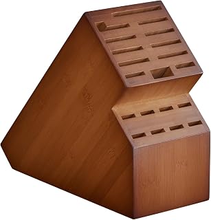 Kitsanery Bamboo Knife Block: 20-Slot Universal Countertop Holder for Knives, Scissors & More - Large, Sturdy Organizer (Knives Not Included)