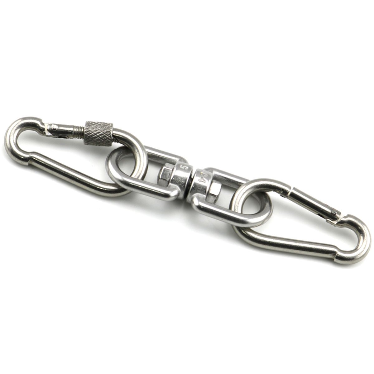 Lind Kitchen 1PCS M5 Double Ended Swivel Hook 304 Stainless Steel Eye to Eye Swivel Shackle Ring Connector + 2PCS M5 Snap Hook