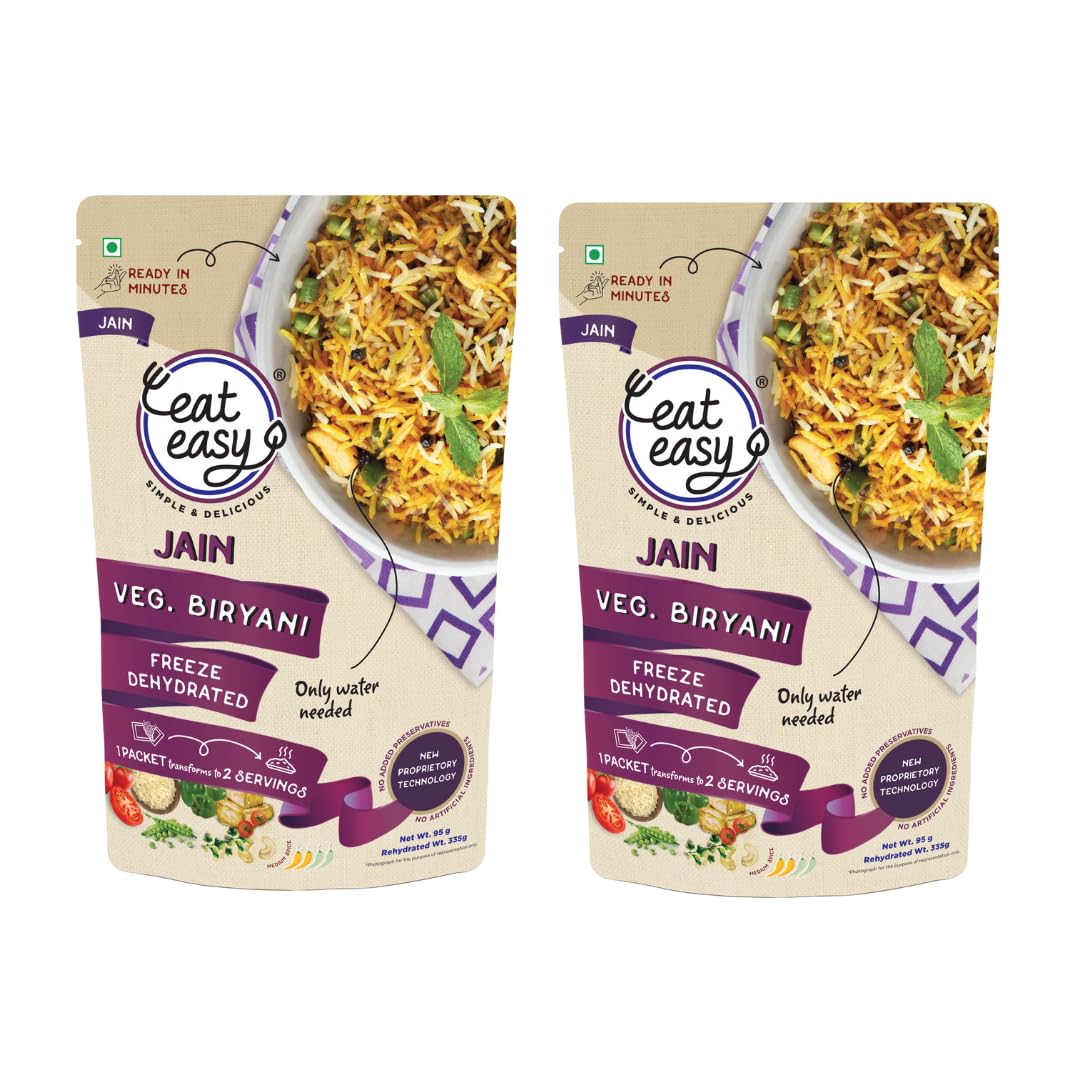 Eat Easy Ready To Eat Jain Veg Biryani, 95gm of 1 Pack, Instant Food, Indian Meal, Travel Food, No Preservatives, No Added Artificial Colours & Flavours, Just Add Water and Cook (Pack of 2) (B09TXKHGLV) Amazon Price History, Amazon Price Tracker