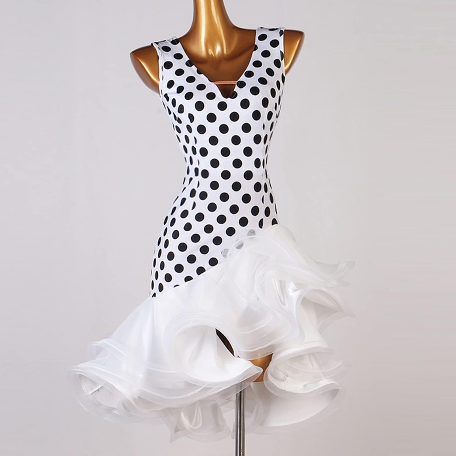 Latin Training Clothes for Woman Cha Cha Tango Practise Dance Dress V-Neck Smooth Performance Dancewear for Samba