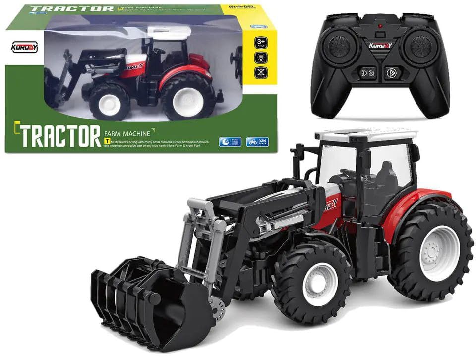 JUGUTEE Remote Control Farm Tractor for Kids, Realistic RC Tractor with Rear Loader and Front Loader, Red (B0CZHXDYGV) Amazon Price History, Amazon Price Tracker