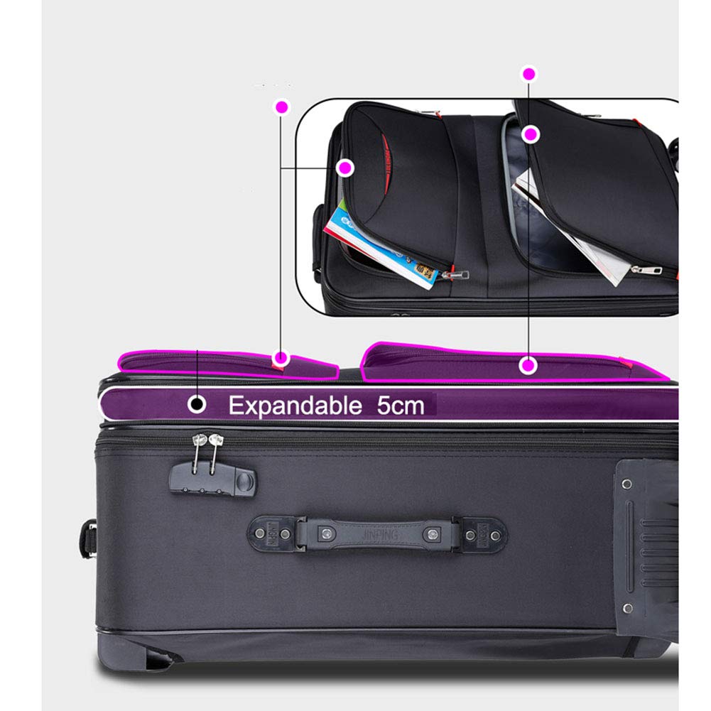Valigia da Viaggio Espandibili Bagaglio Morbide, Porta di Ricarica USB, Tessuto Oxford Impermeabile, Ruota Rimovibile,Nero, Viola, Marrone