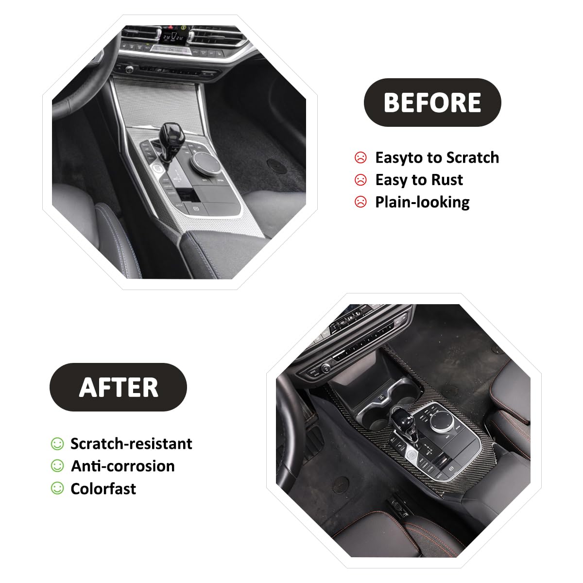 Rivestimento decorativo per telaio del cambio dell'auto, in morbida fibra di carbonio, per Serie 1 Serie 2 F40 F44 2020-2023, accessorio per auto (fibra di carbonio, guida a sinistra)
