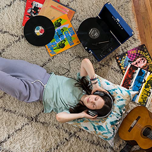 Victrola Vintage 3-Speed Bluetooth Portable Suitcase Record Player With Built-In Speakers | Upgraded Turntable Audio Sound| Includes Extra Stylus | Cobalt Blue, 1Sfa (Vsc-550Bt-Cob) #TOP4